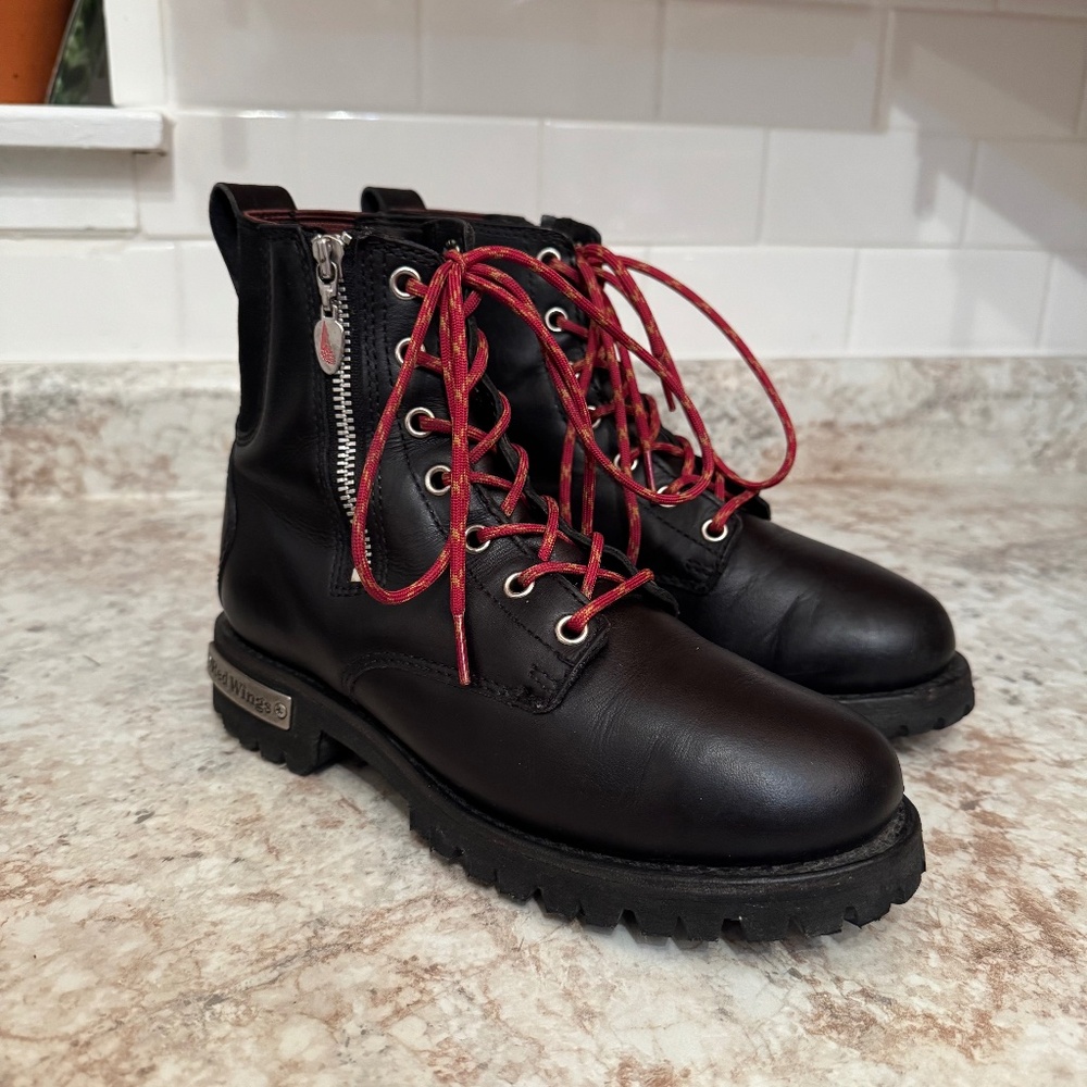 Red Wing 1668 USA Black Leather Motorcycle Riding Boots Womens 6.5